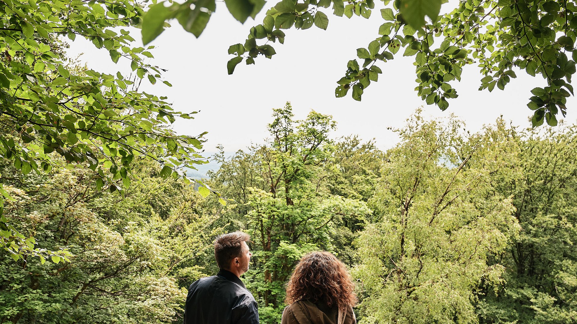Seezeitlodge : Galerie photos Couple debout dans la forêt regardant les arbres et la nature