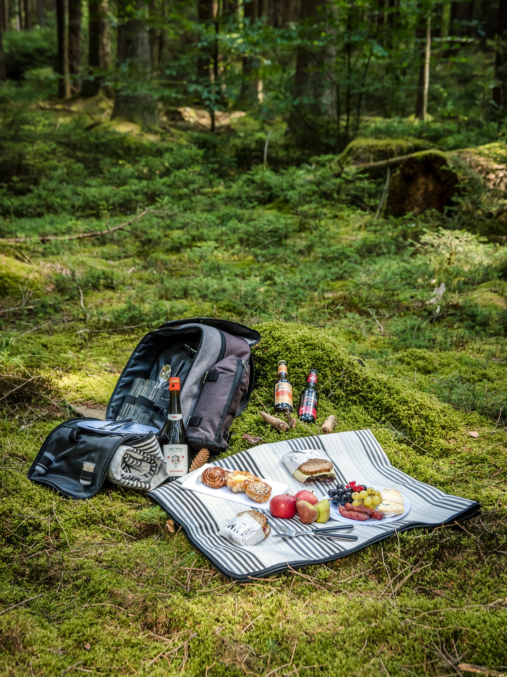 Seezeitlodge : Galerie photos Pique-nique avec nourriture et boissons sur une couverture dans la forêt