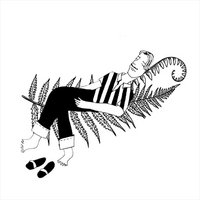 Family Nest Line drawing of a man lying on a fern leaf with shoes next to him
