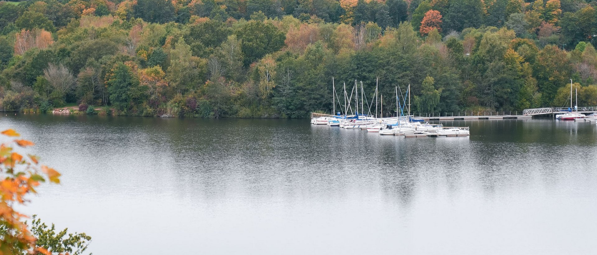 Seezeitlodge : Galerie photos Lac d'automne avec des yachts et une colline boisée en arrière-plan